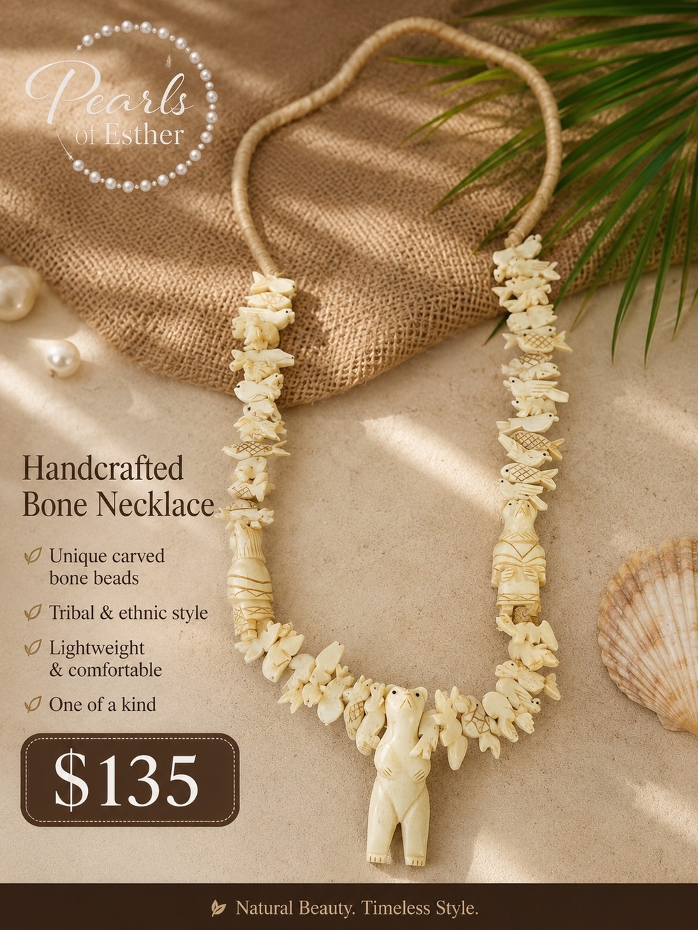 Handcrafted Ivory Bone Necklace